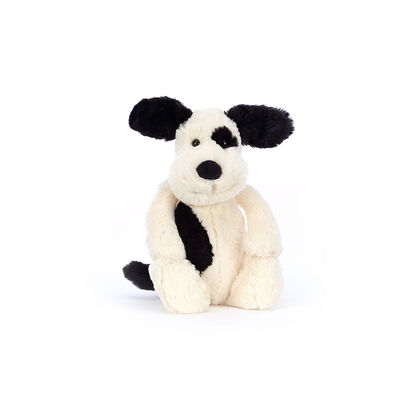 Peluche Bashful Black & Cream Puppy